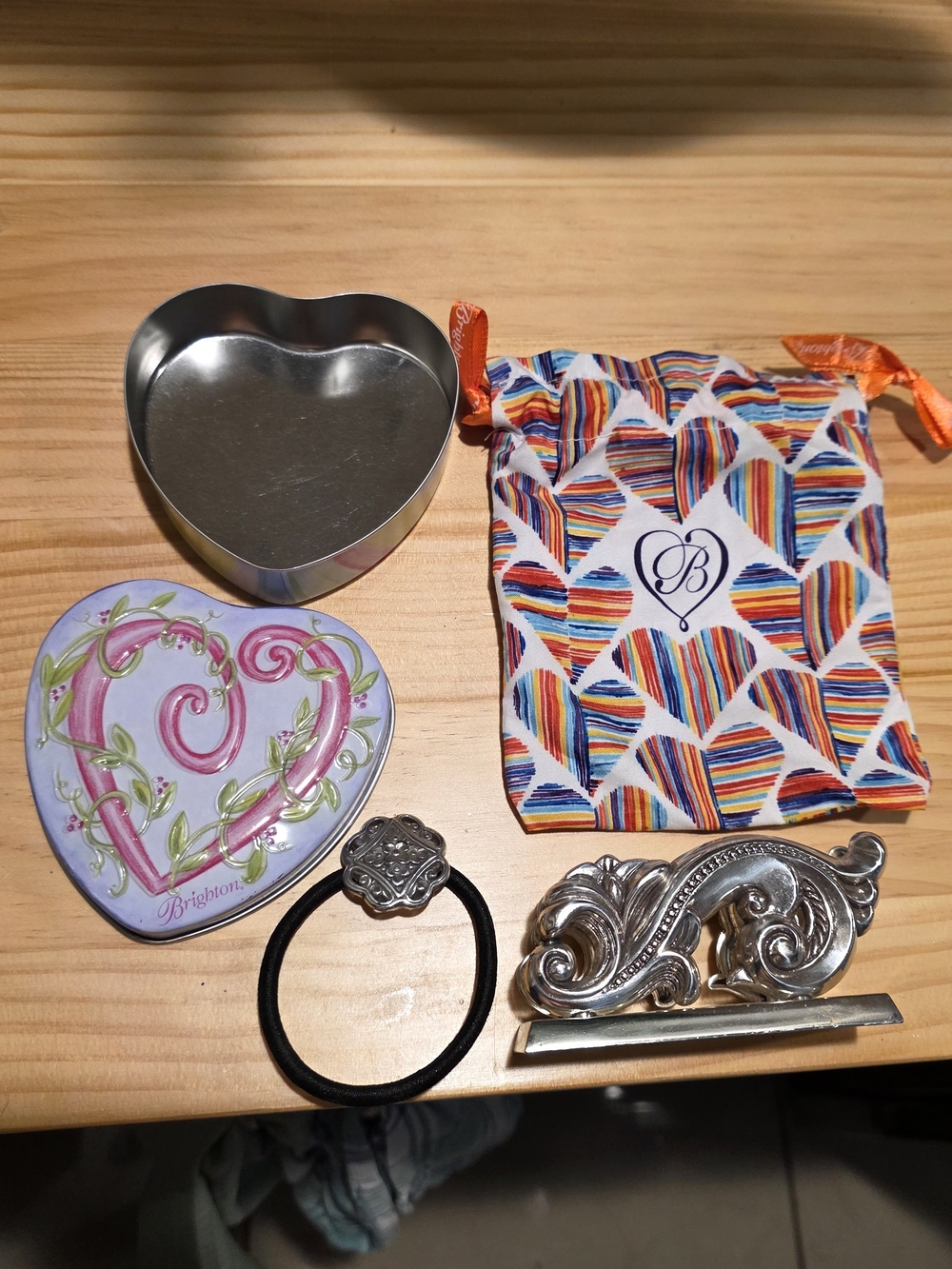 Brighton Hair Tie Hearts Dust Bag Pouch Business Card Holder Tin Can Accessories